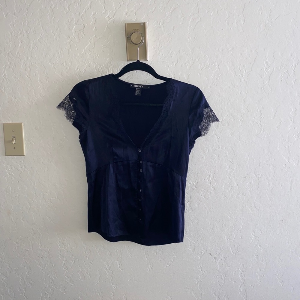 DKNY Silk and Lace Top